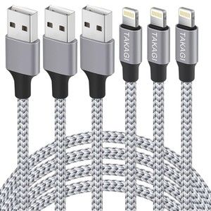 IPhone Charger 3 Pack 6Ft Nylon Braided Lightning Cable USB Iphone 14-6 SE Ipad